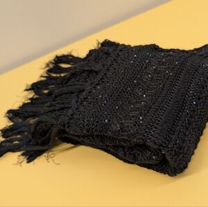 Lauren Ralph Lauren Black Knit Scarf With Sequins